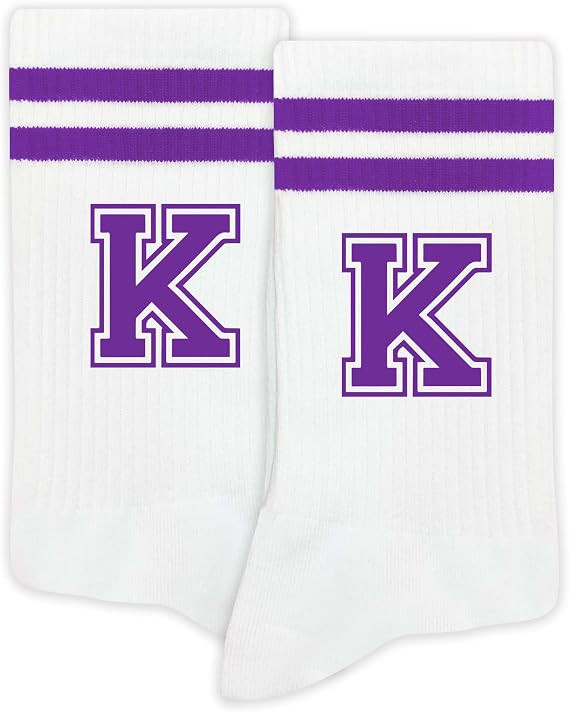 Striped Initial Socks with the Letter in Purple, Socks for Adult, Teens, Men&Women, Gifts for Fri... | Amazon (US)