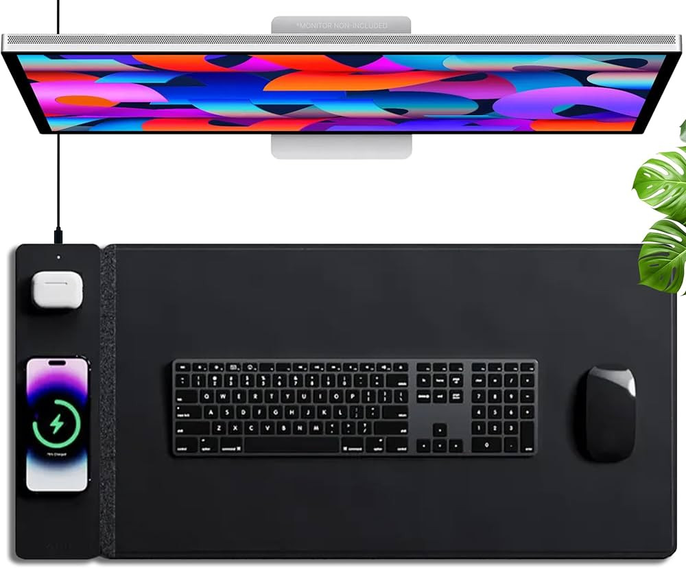 burotic Wireless Charging Desk Pad, Reversible Felt & Vegan Leather, Waterproof, Detachable Magne... | Amazon (CA)