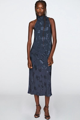 By Anthropologie Jacquard Halter Midi Dress | Anthropologie (US)
