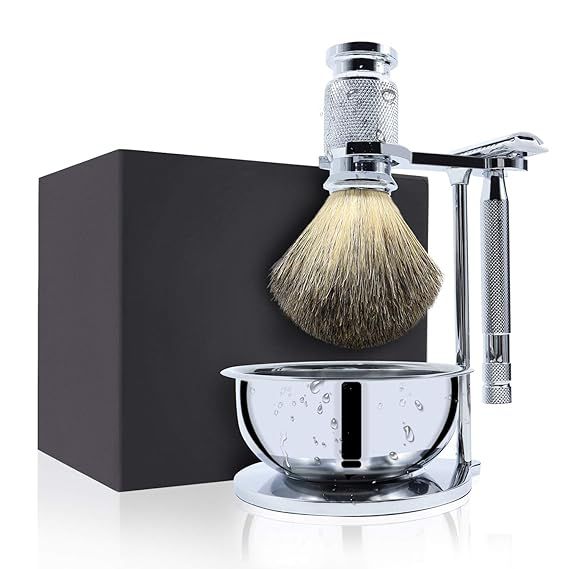 Jolitac Christmas Gifts Wet Shaving Kit For Men - Badger Hair Shaving Brush, Shaving Stand, Stain... | Amazon (US)