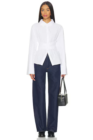 SNDYS Teigan Cinched Button Shirt in White from Revolve.com | Revolve Clothing (Global)