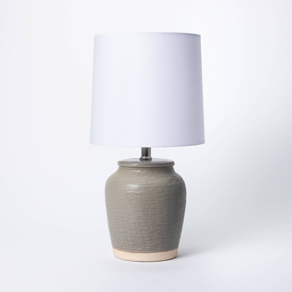 Medium Ceramic Accent Lamp (Includes LED Light Bulb) Gray - Threshold | Target