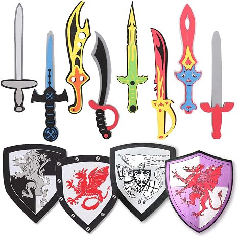 12 Pack Foam Swords and Shields Playset, Medieval Combat Ninja Warrior Weapons Costume Role Play ... | Amazon (US)
