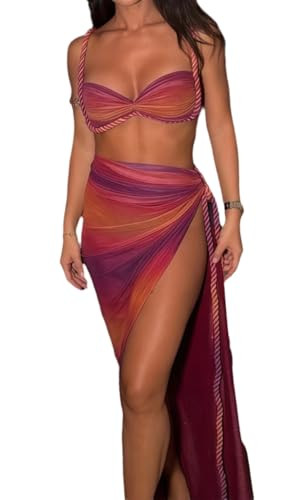 Wuitrie Womens Two Piece Skirt Sets Backless Top High Waist Maxi Skirt Summer Beach Sexy High Sli... | Amazon (US)