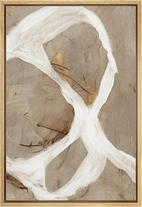 MUDECOR Framed Canvas Print Wall Art Abstract Whimsy Contemporary Beige Loop Modern Art Minimalis... | Amazon (US)