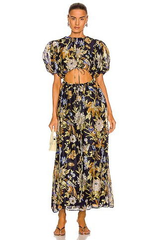 Lilian Puff Sleeve Midi Dress | FWRD 