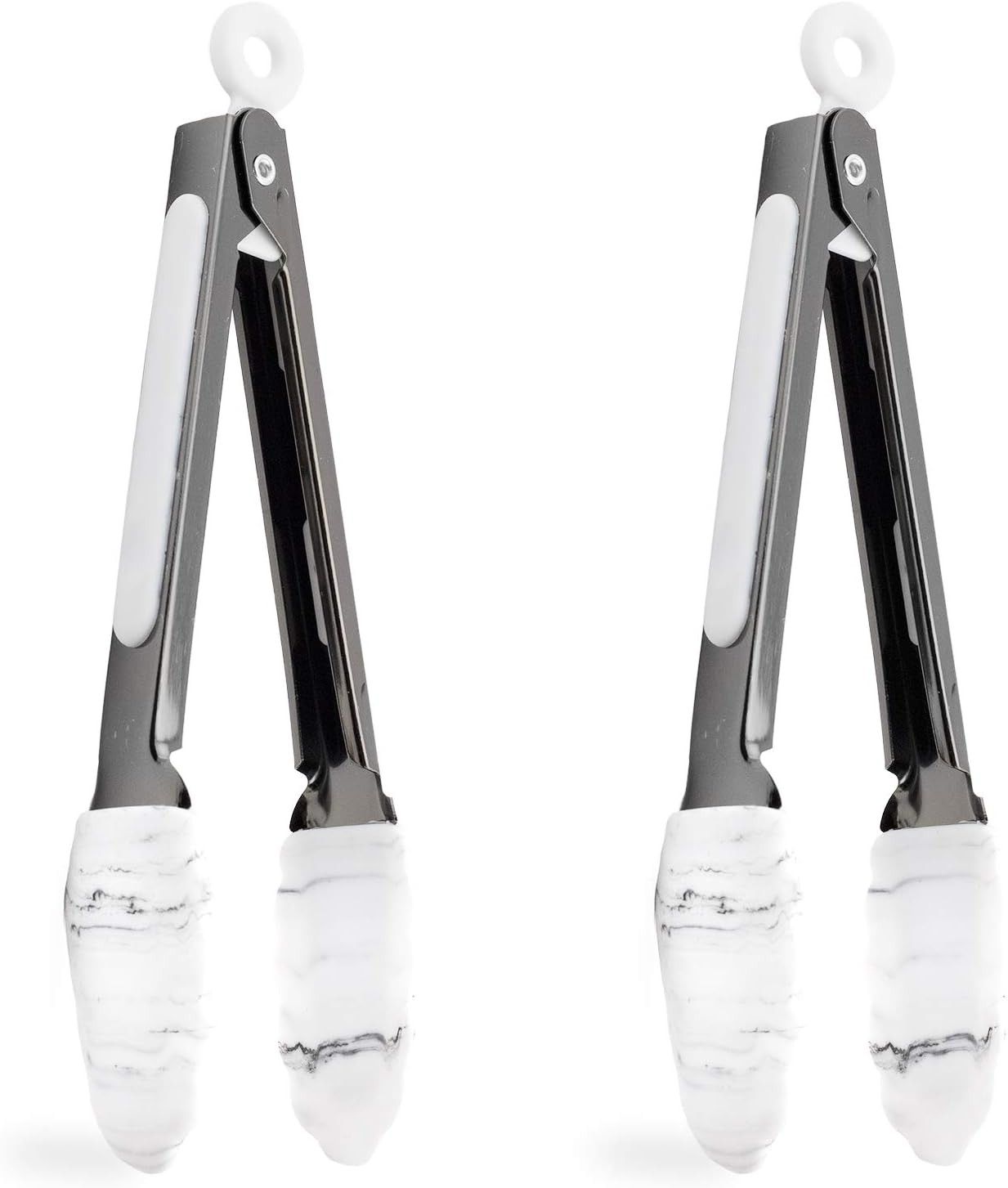 COOK with COLOR Tongs for Cooking Stainless Steel and Silicone Set of Two 6” Gun Metal MINI Non... | Amazon (US)