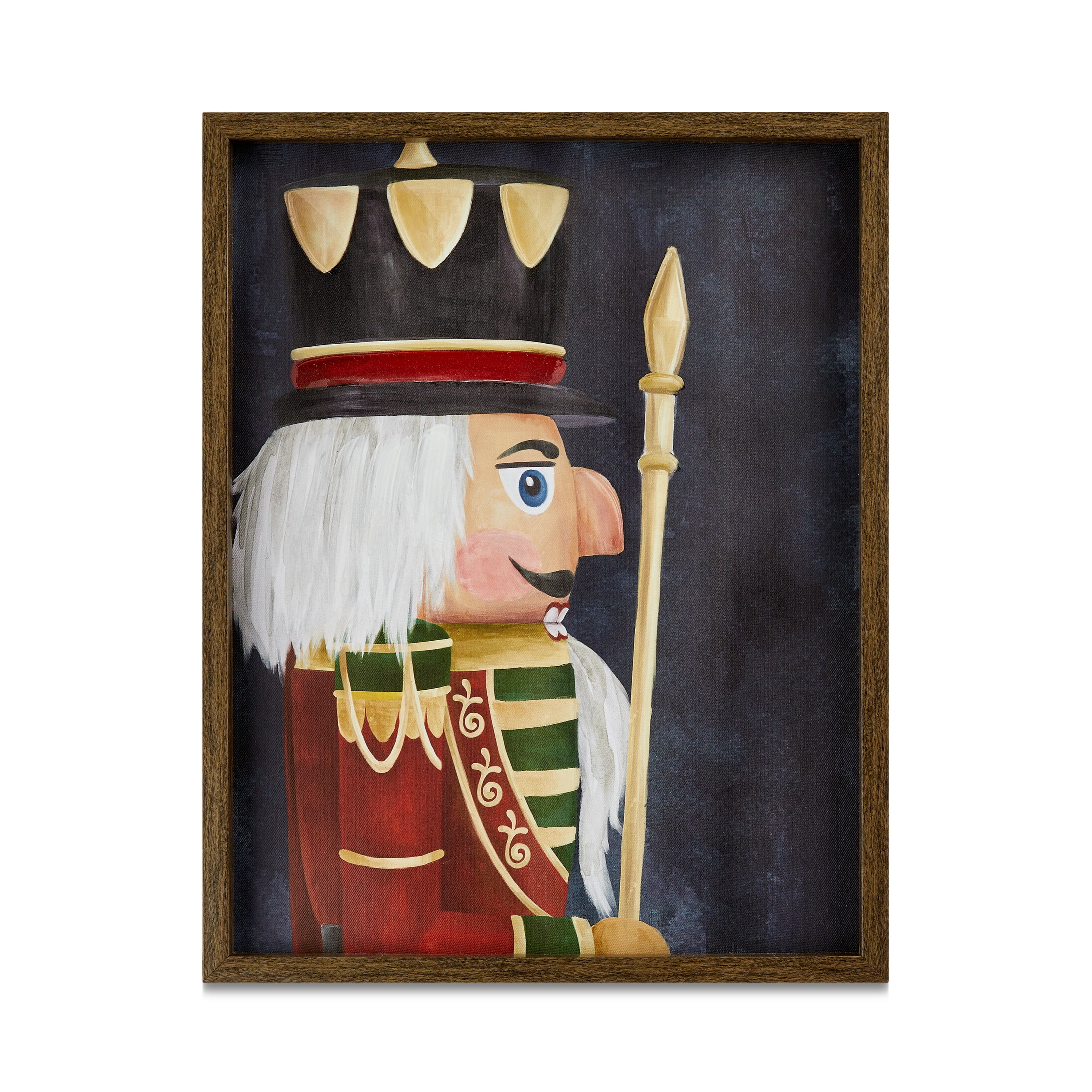 Nutcracker Profile Framed Tinted Gel Embellished Canvas Christmas Wall Art, by Holiday Time | Walmart (US)