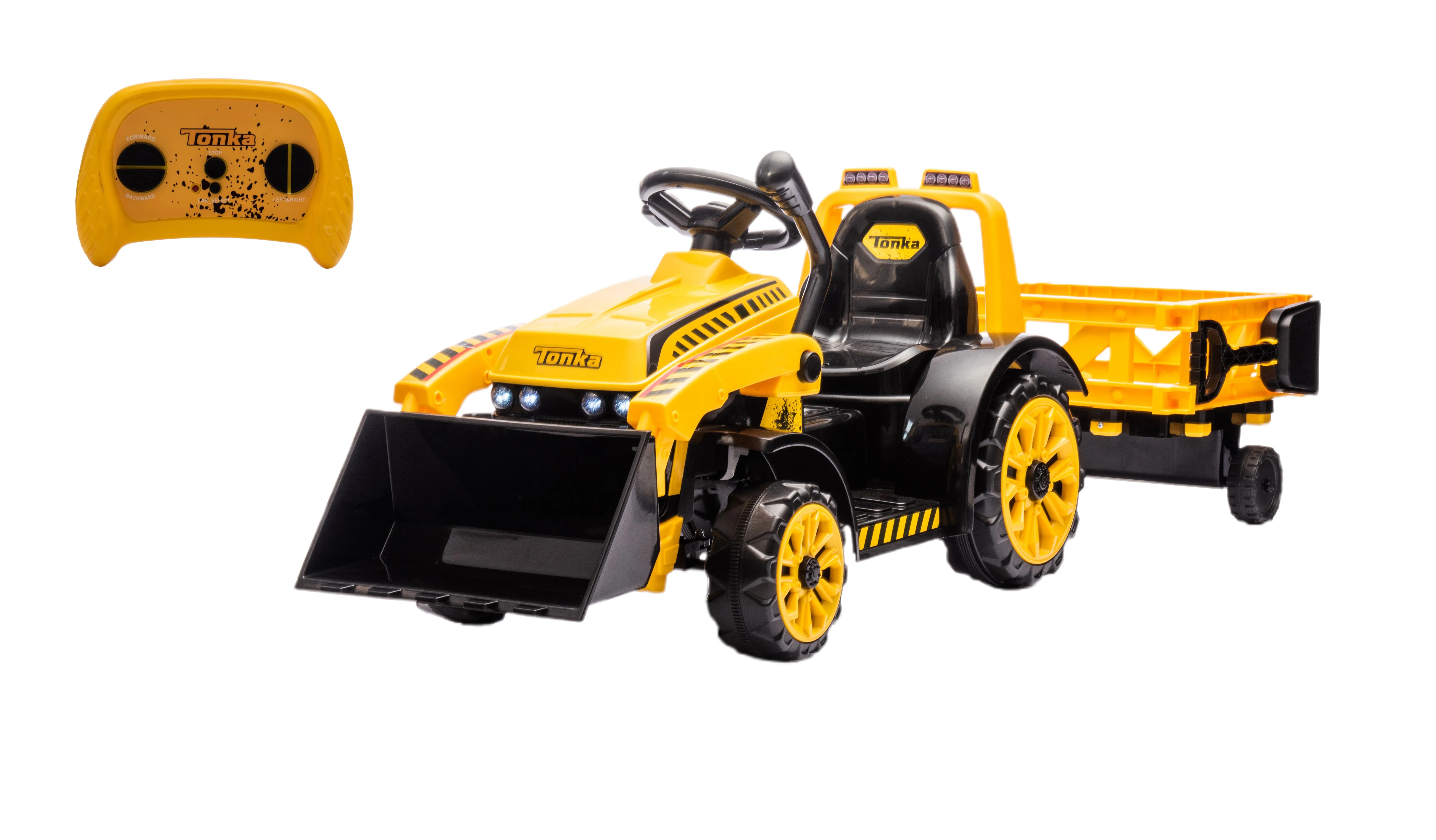 Best Ride On Cars Tonka 6V Construction Tractor Ride-On with Trailer and Working Loader for Kids | Walmart (US)