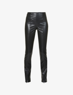 Like Boss tapered high-rise faux-leather trousers | Selfridges