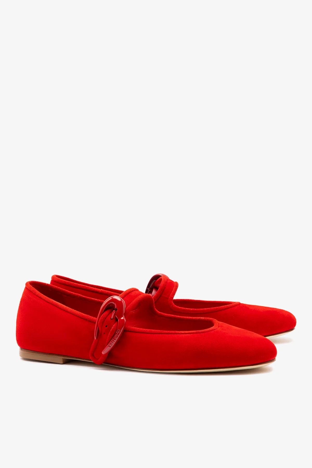 Verona Ballet Flat In Scarlet Suede | Larroude