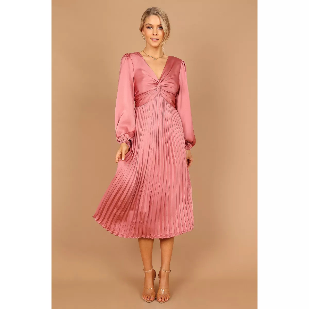 Petal and Pup Womens Noelle Twist Front Pleated Midi Dress | Target