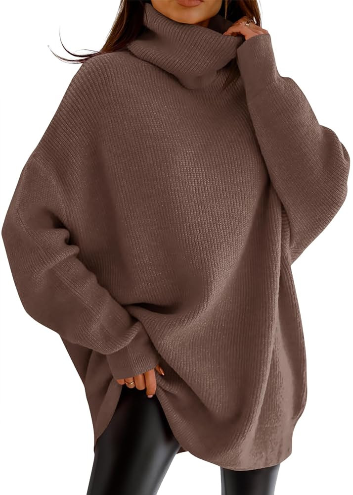 imesrun Womens Turtleneck Oversized Sweater Batwing Chunky Pullover Sweater Casual Fall Loose Kni... | Amazon (US)