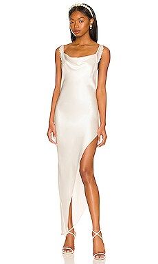 fleur du mal Cowl Neck Dress With Pearl Tassels in Ivory from Revolve.com | Revolve Clothing (Global)