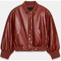 Zara - Faux Leather Shoulder Pad Bomber Jacket - Brick - L - Woman | Zara US