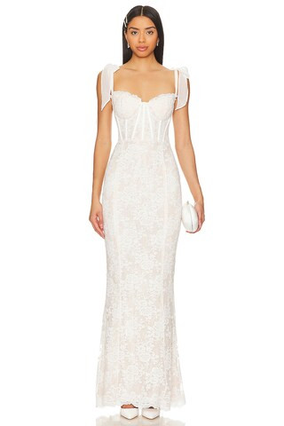 V. Chapman Romanza Gown in White Chantilly Lace from Revolve.com | Revolve Clothing (Global)