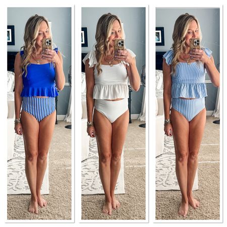 This swimsuit is super affordable for under $15 you can get all 3 and do flattering!! 
I’m wearing a medium. 
Shein | bathing suit | two piece | vacation | beach | pool | summer | resortwear | swimsuits 

#LTKswim #LTKstyletip #LTKsalealert