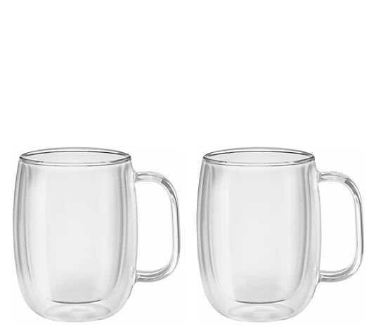 ZWILLING Sorrento Plus Set of (2) 12-oz GlassCoffee Mugs | QVC