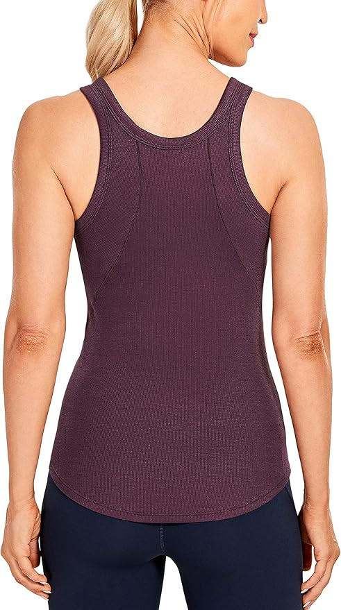CRZ YOGA Ribbed Tank Tops for Women Basic Cami High Neck Casual Sleeveless Shirt Workout Yoga Top... | Amazon (US)