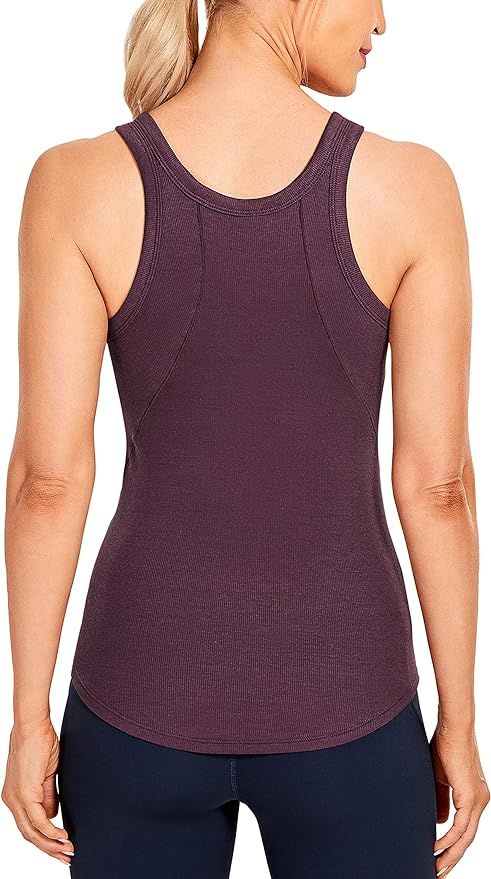 CRZ YOGA Ribbed Tank Tops for Women Basic Cami High Neck Casual Sleeveless Shirt Workout Yoga Top... | Amazon (US)