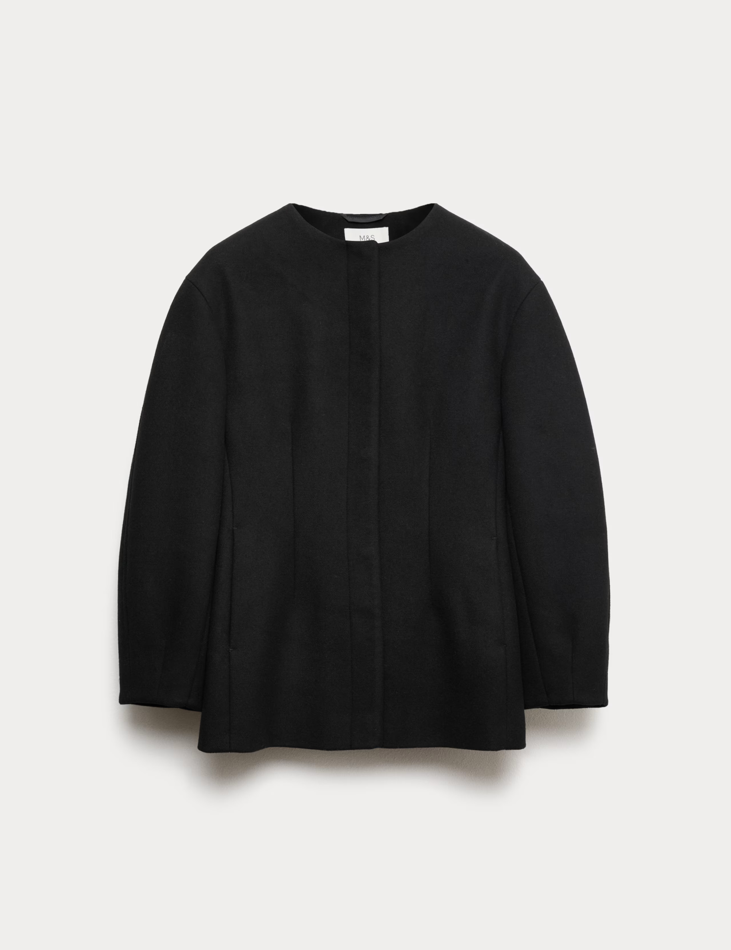 Waisted Collarless Tailored Coat with Wool | Marks & Spencer (UK)