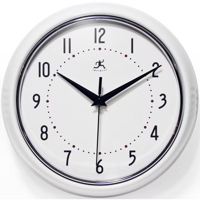9.5" Retro Metal Wall Clock White - Infinity Instruments | Target