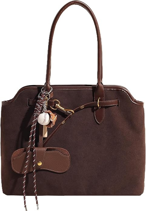 Travistar Suede Tote Bag for Women Faux Leather Suede Purse Retro Top Handle Handbag Crossbody Sh... | Amazon (US)