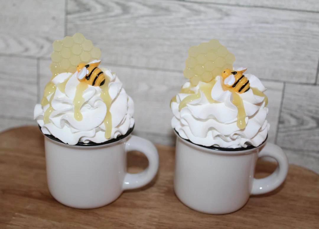 Fake Honey Bee Mini Mugs, Bee tiered tray, Bee décor, Spring décor, Fake honey | Etsy (US)