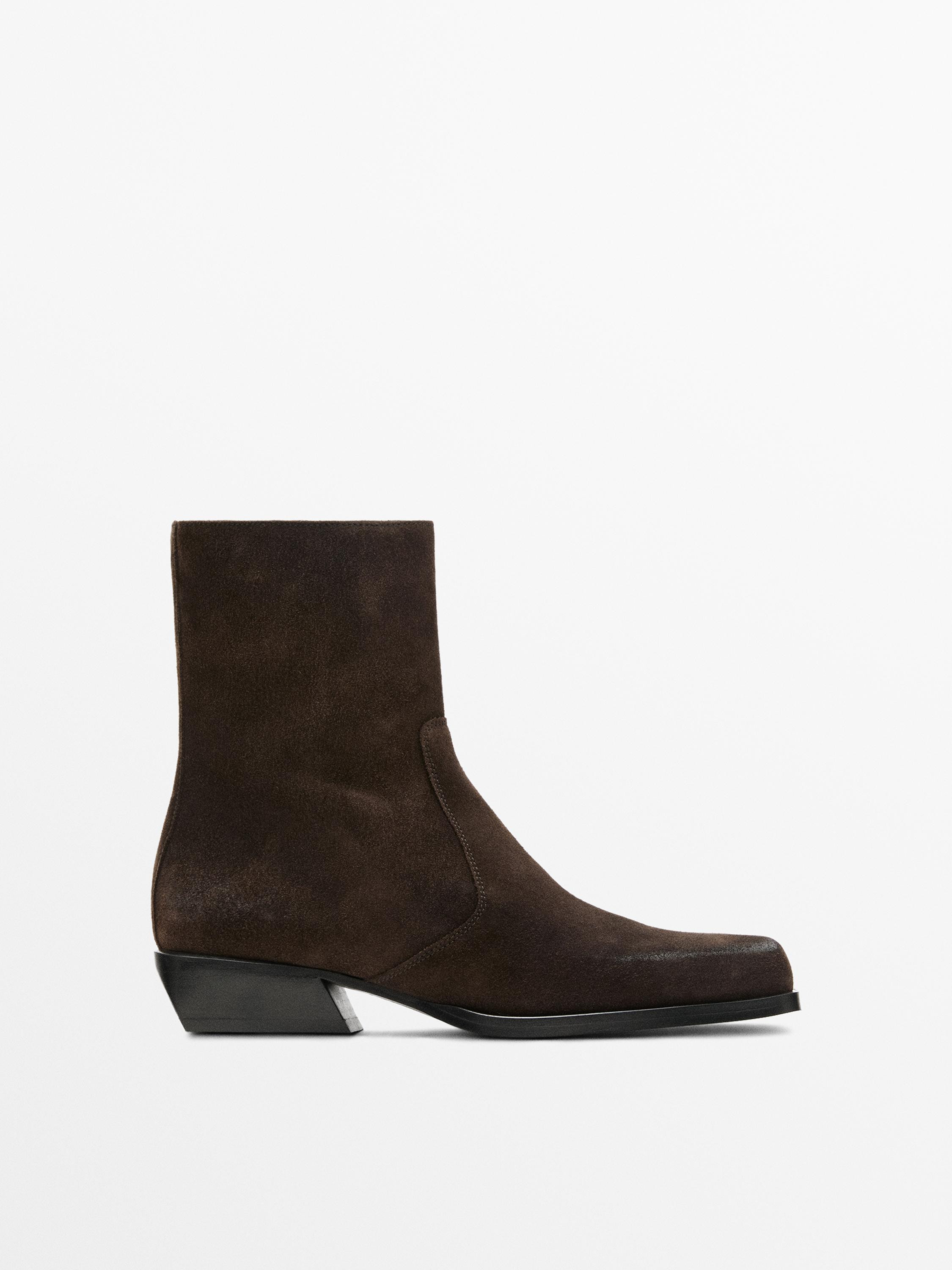 Stiefelette aus gebürstetem Rauleder | Massimo Dutti DE