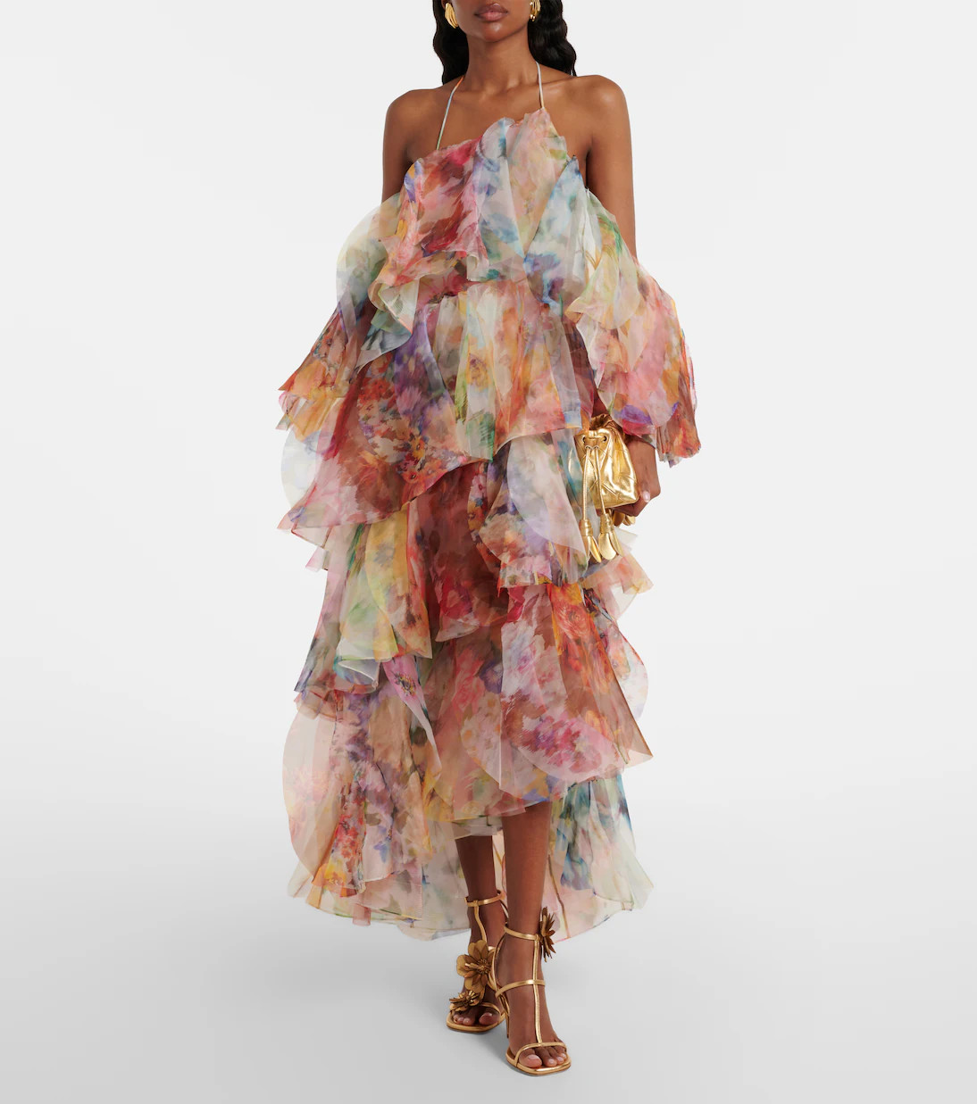 Luna floral ruffled midi dress | Mytheresa (US/CA)