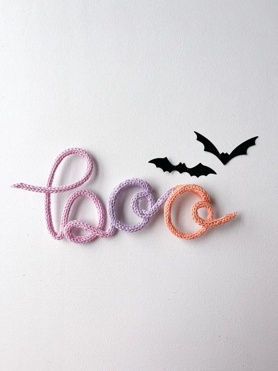 Boo Knitted Wire Sign Pastel Halloween Decor Pink Halloween - Etsy | Etsy (US)