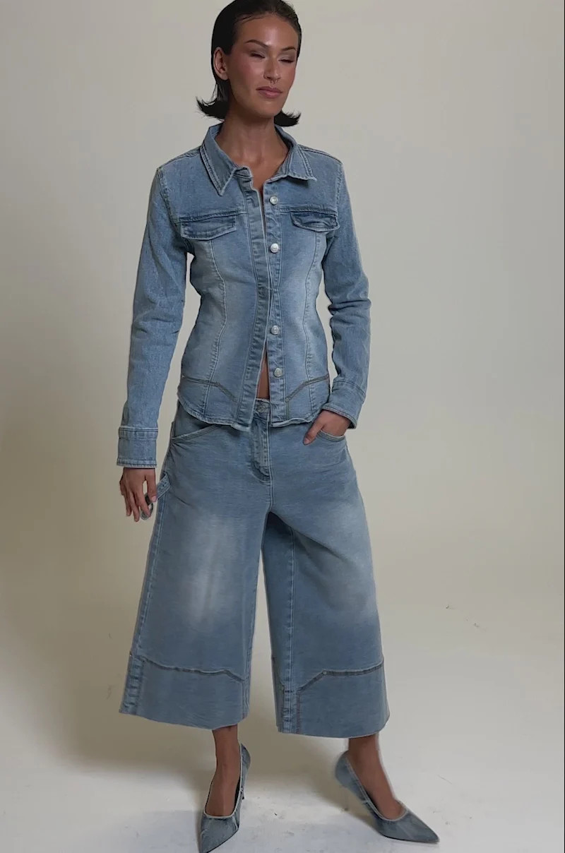 ROCK MY WORLD WIDE-LEG DENIM BERMUDA SHORTS | AKIRA