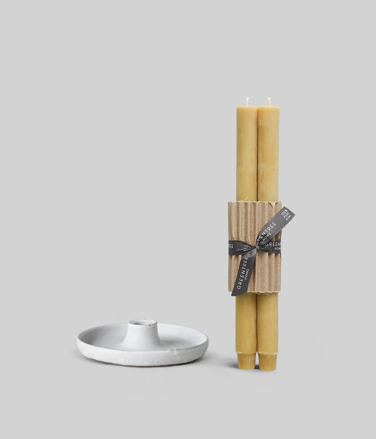 Holiday Candle Gift Set | Stoneware Holder and Beeswax Tapers | Bloomist, Inc