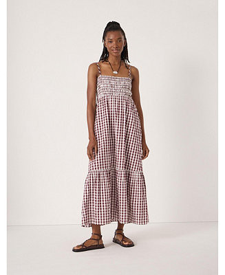 Women's Leni Shirred Gingham Beach Dress | Macy's