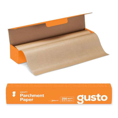 GUSTO [15 in x 200 ft - 250 Sq.Ft] Kraft Parchment Paper for Baking, Non-Stick Baking Paper - Parchment Paper Roll With Cutter for Air Fryer, Baking & Cooking (Formery Comfy Package) | Amazon (US)