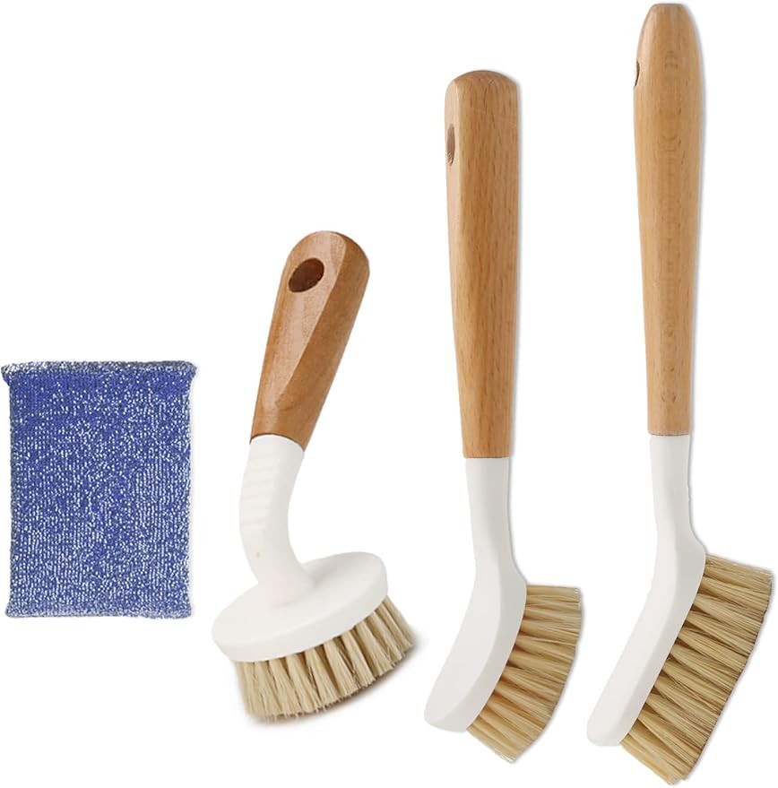 Sisal Dish Cleaning Brush with Bamboo Handle Dish Scrubber, Scrub Brush for Pans, Pots, Dishwashi... | Amazon (US)