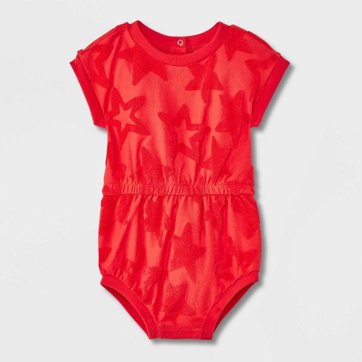 Baby Girls' Loop Terry Star Romper - Cat & Jack™ Red | Target