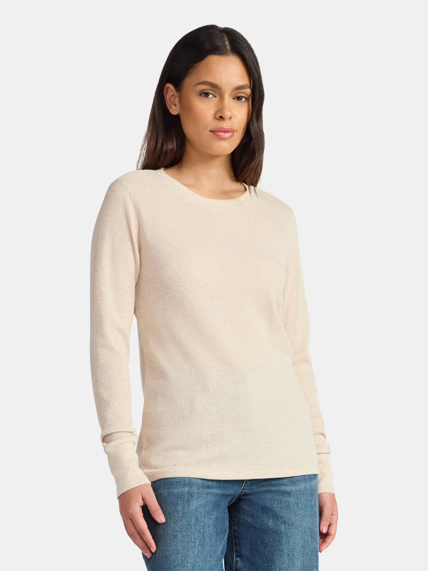 Time and Tru Women's Thermal Tee with Long Sleeves, Size XS-XXXL | Walmart (US)