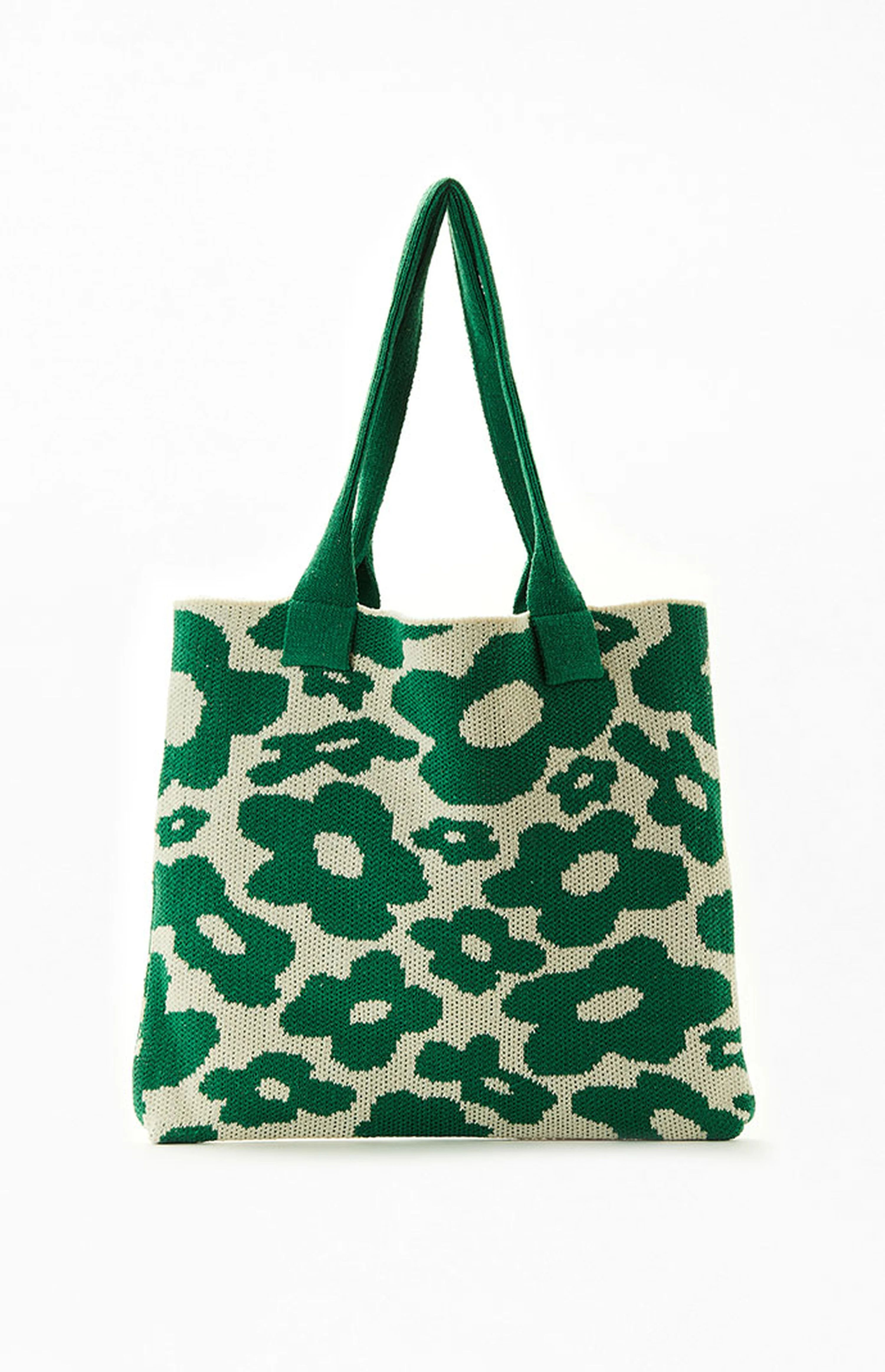 PacSun Green Floral Knit Tote Bag | PacSun