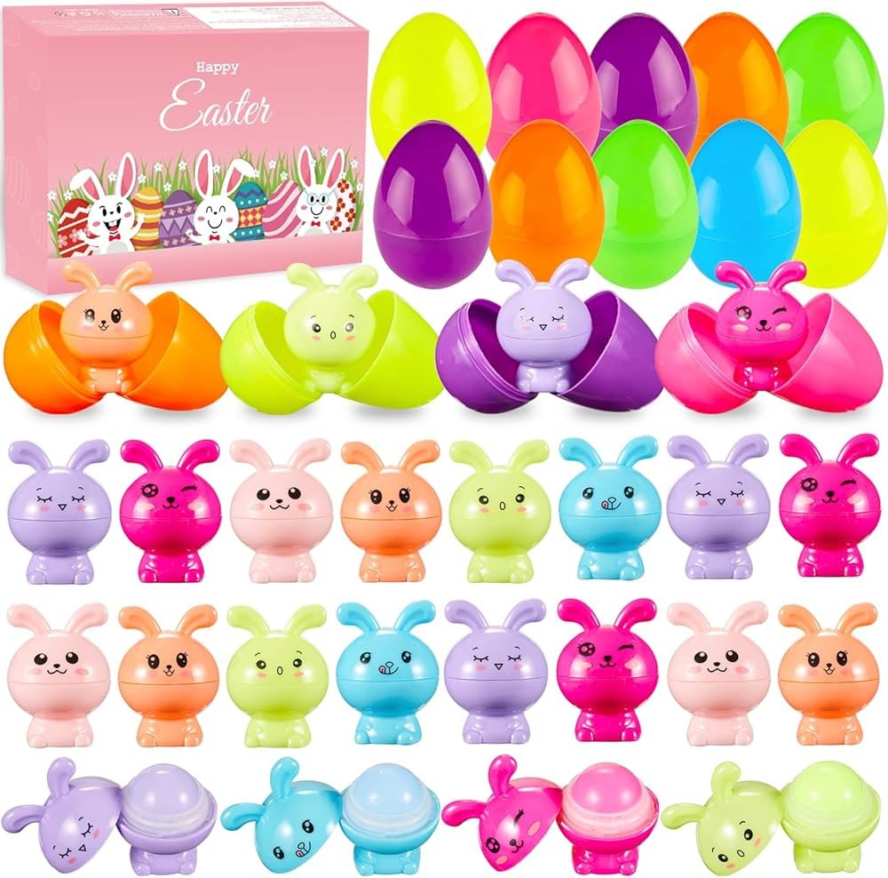 Kederwa 24 Pack Prefilled Easter Eggs with Bunny Lipbalm for Kids, Easter Egg Fillers for Girls B... | Amazon (US)
