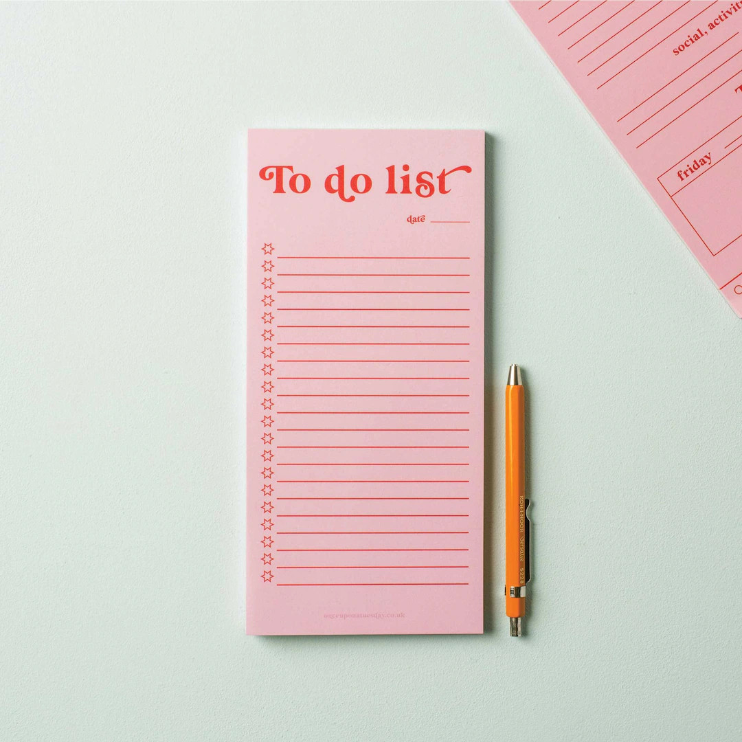 Slim To-do List & Notepad Pink and Red Bold Deskpad Tear off Notepad Magnetic Planner Pad WFH Des... | Etsy (US)
