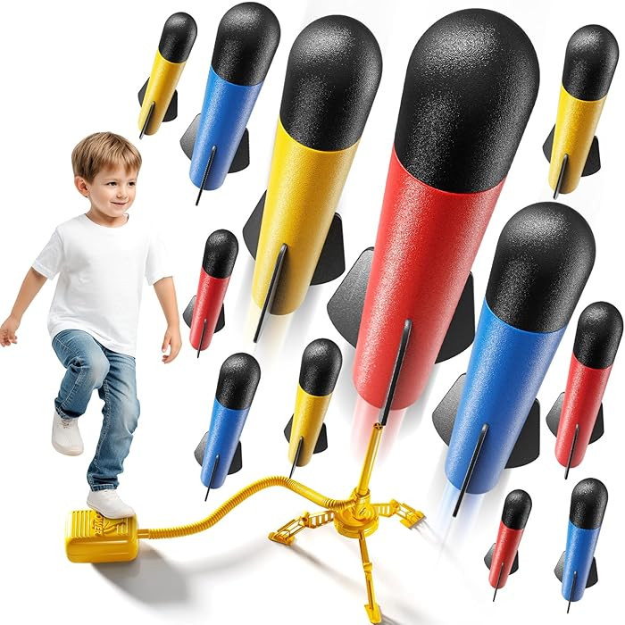 Rocket Launcher for Kids, 12 Foam Rockets, Launch up to 100+ft, Outdoor Outside Backyard Toys for... | Amazon (US)