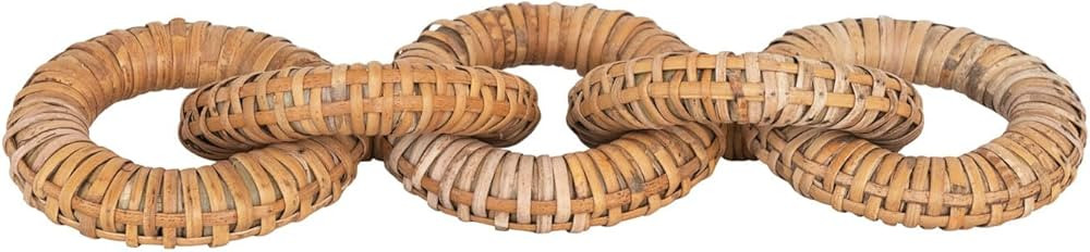 Creative Co-Op Rattan Wrapped Mango Wood 5 Links Decorative Chain, 21" L x 7" W x 7" H, Natural | Amazon (US)