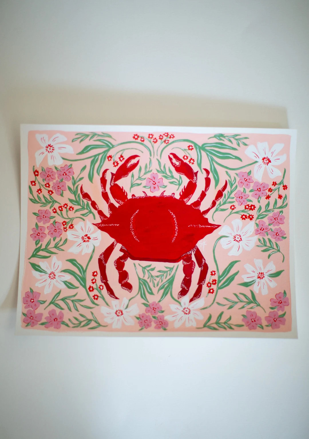 Coastal Botanical - Crab - Original Gouache Painting on Paper - Etsy | Etsy (US)