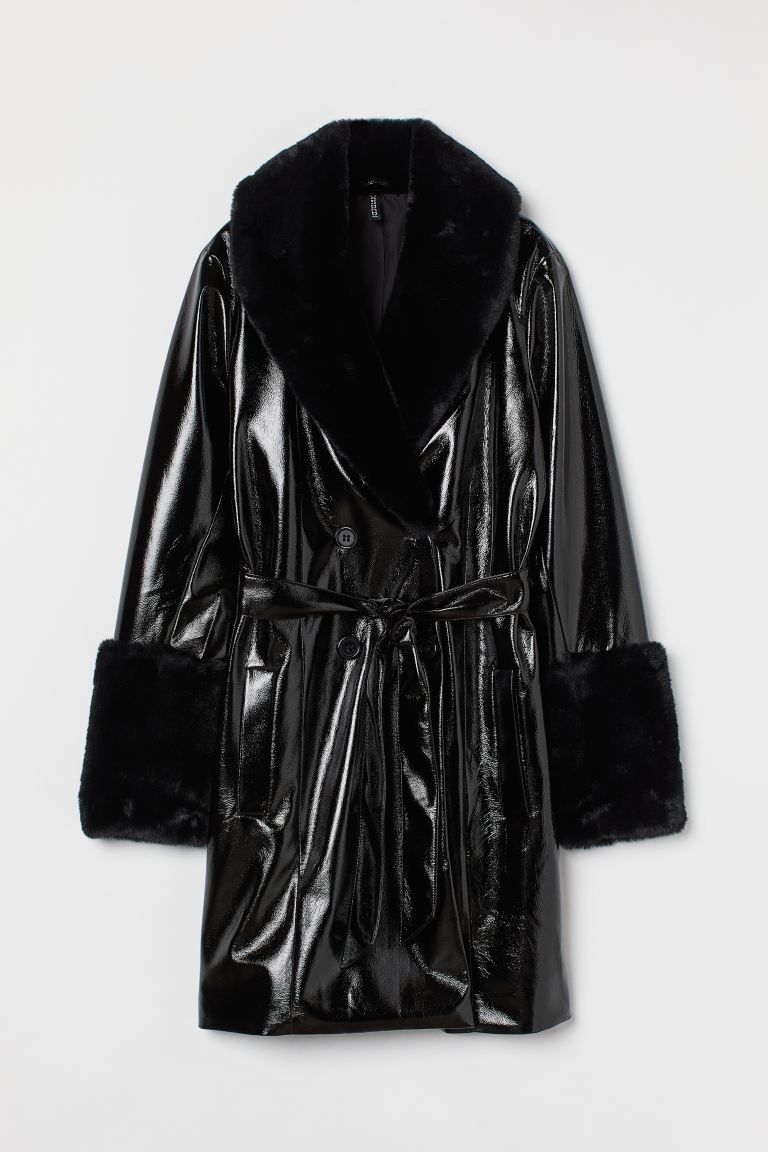 Faux-fur Trimmed Patent Coat | H&M (US + CA)