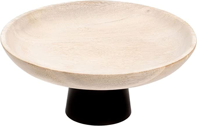 BluHermit Wooden Fruit Bowl for Kitchen Counter, Mango Wood Bowl 12 Inch, White Serving Bowl with... | Amazon (US)