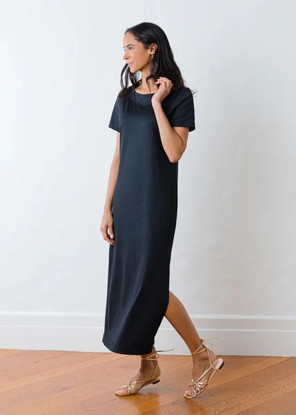 Devon Dress in Double Jersey (Black) | Dudley Stephens