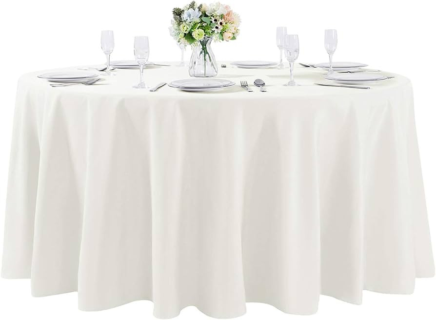 Cupuamon 120 inch Round Tablecloth Washable Polyester Table Cloth Decorative Table Cover for Wedd... | Amazon (US)