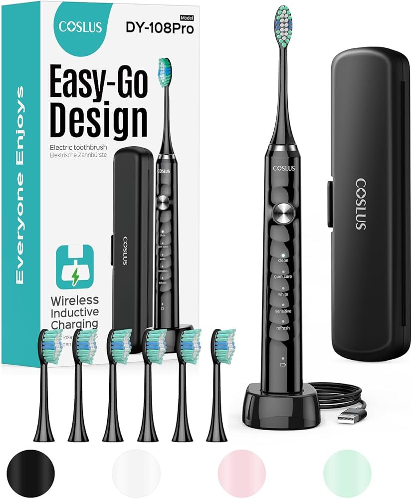 COSLUS Sonic Electric Toothbrush for Adults: 47000 VPM for Deep Cleaning & Whitening with Travel ... | Amazon (US)
