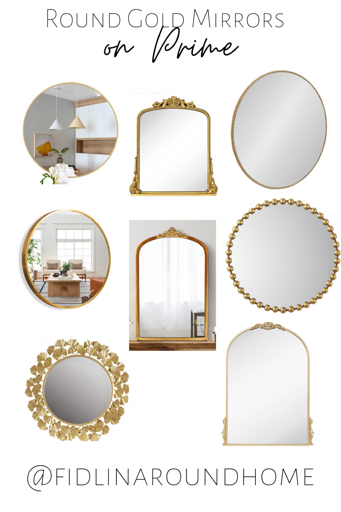 Gold round mirrors available on Amazon prime 

#LTKhome #LTKFind